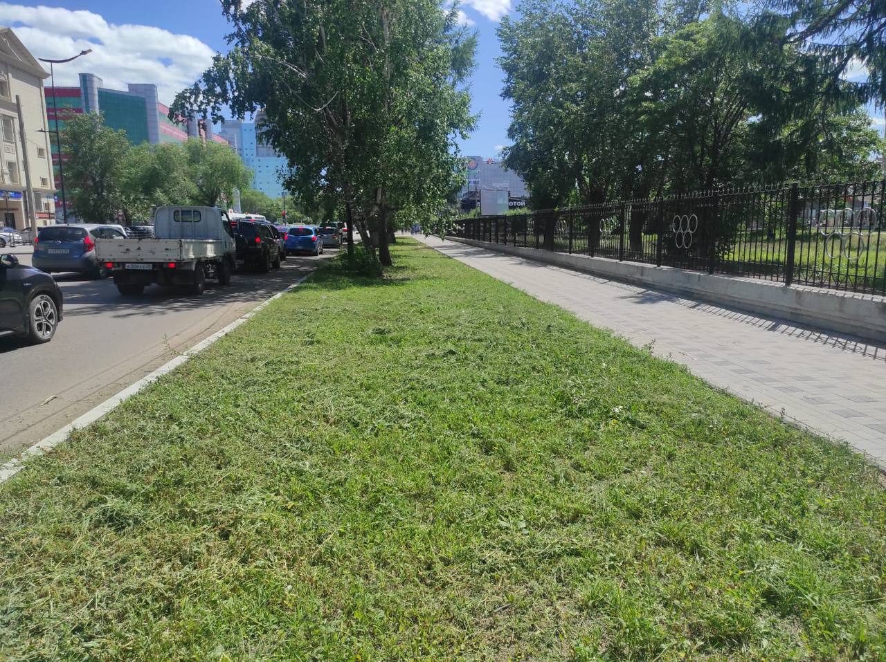 Бригады по покосу травы ежедневно работают на улицах города Бригады по покосу травы ежедневно работают на улицах города