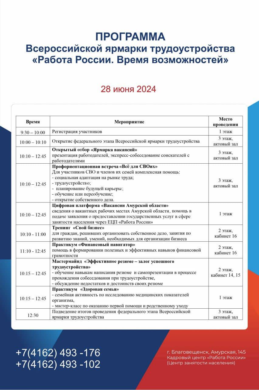 Эффективное резюме и финансовый навигатор: в Благовещенске пройдет Всероссийская ярмарка трудоустройства Эффективное резюме и финансовый навигатор: в Благовещенске пройдет Всероссийская ярмарка трудоустройства