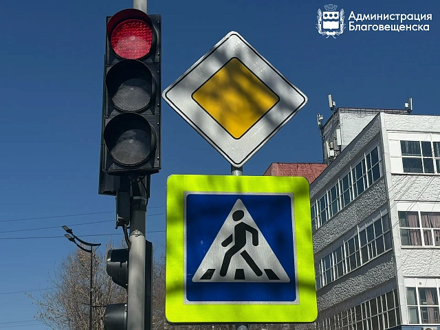 Для безопасности детей пешеходов в Благовещенске перенастроят светофоры на 25 перекрестках